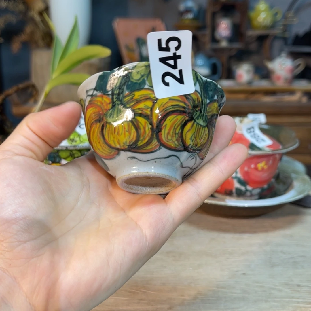 壶素浅陶瓷手工手绘