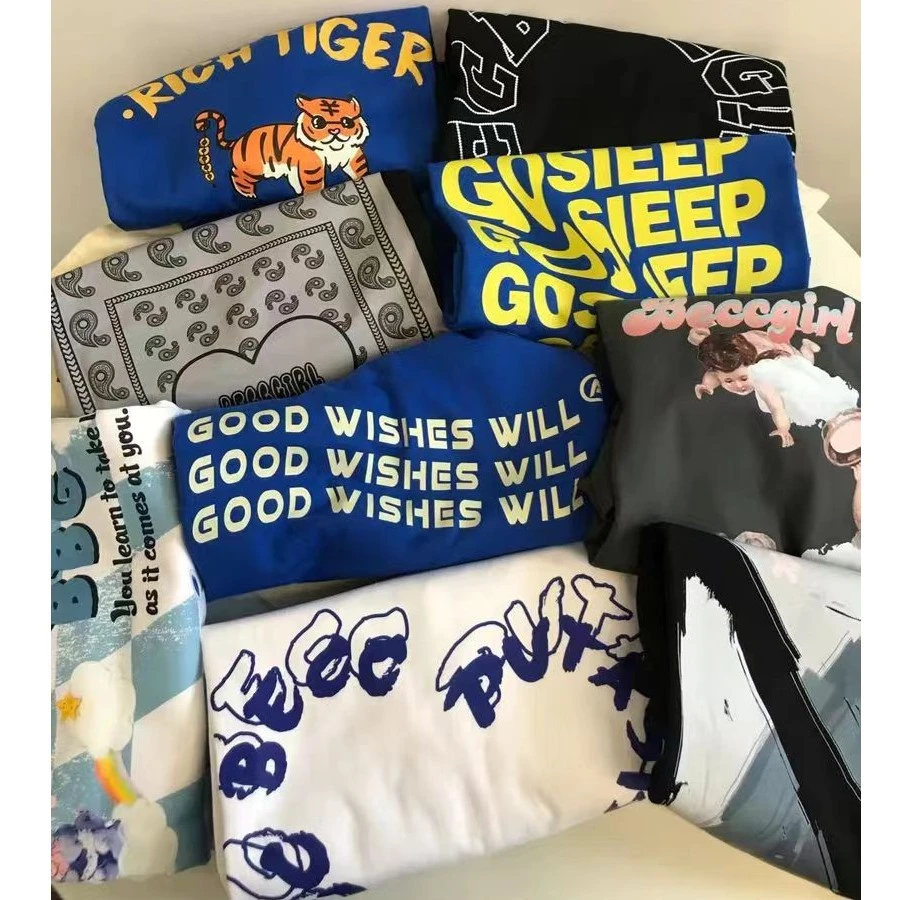 【D001-D097】港风ins简约百搭字母印花短袖T恤宽松2024夏秋季上衣