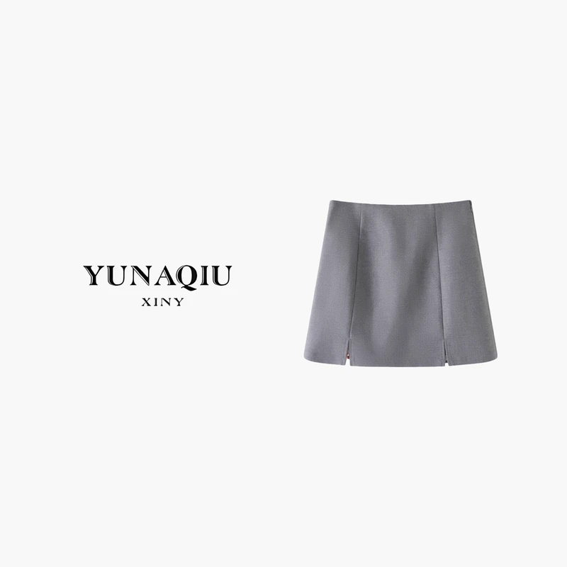 YUNAQIU 刺绣短裙高腰显瘦百搭防走光运动裙-9212