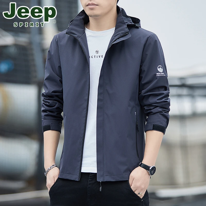 JEEP吉普外套男春秋新款大码防风防水夹克宽松休闲户外冲锋上衣男