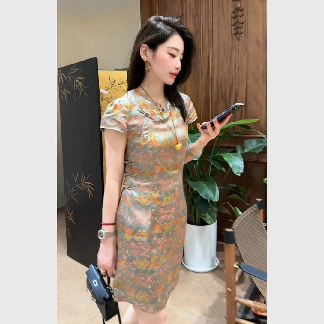 新中式国风女装碎花改良旗袍连衣裙2025夏季新款复古洋气衣服短裙