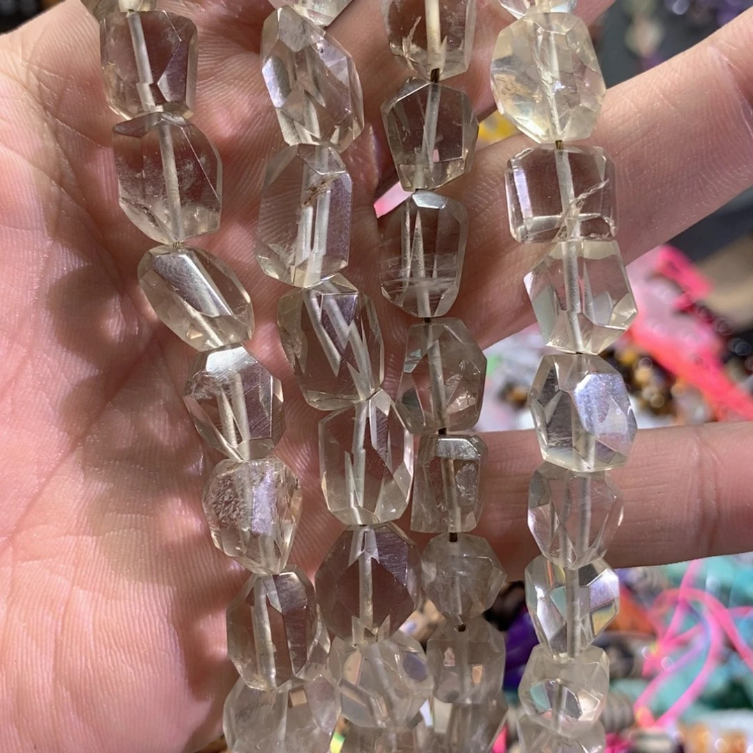 未镶嵌玛瑙/玉髓珠宝半成品天然茶晶异形切面一条
