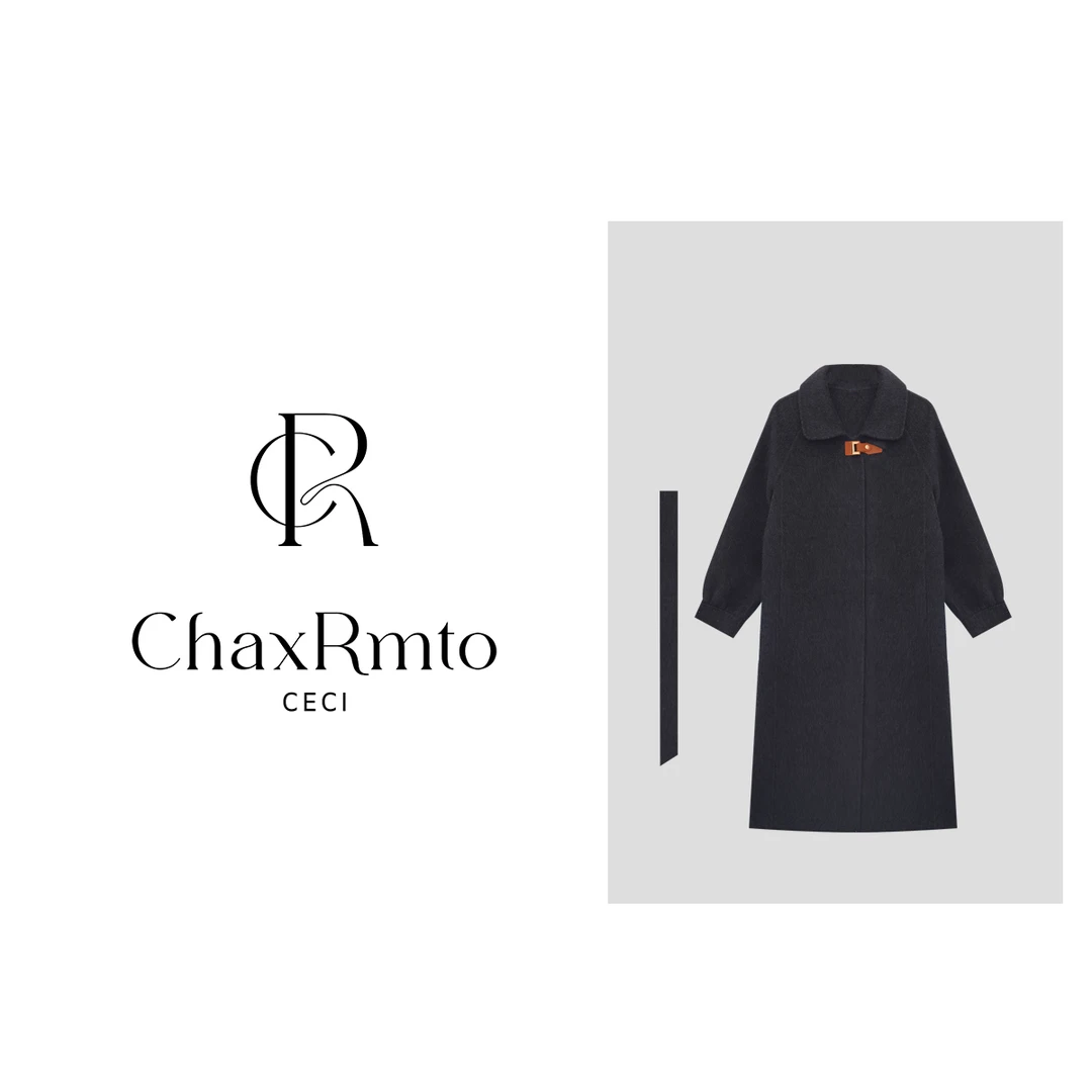 ChaxRmto斯斯100高支澳毛25秋冬翻领金属单扣毛呢大衣SD1A1375