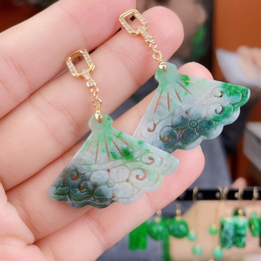 翡翠银S925镶嵌耳饰