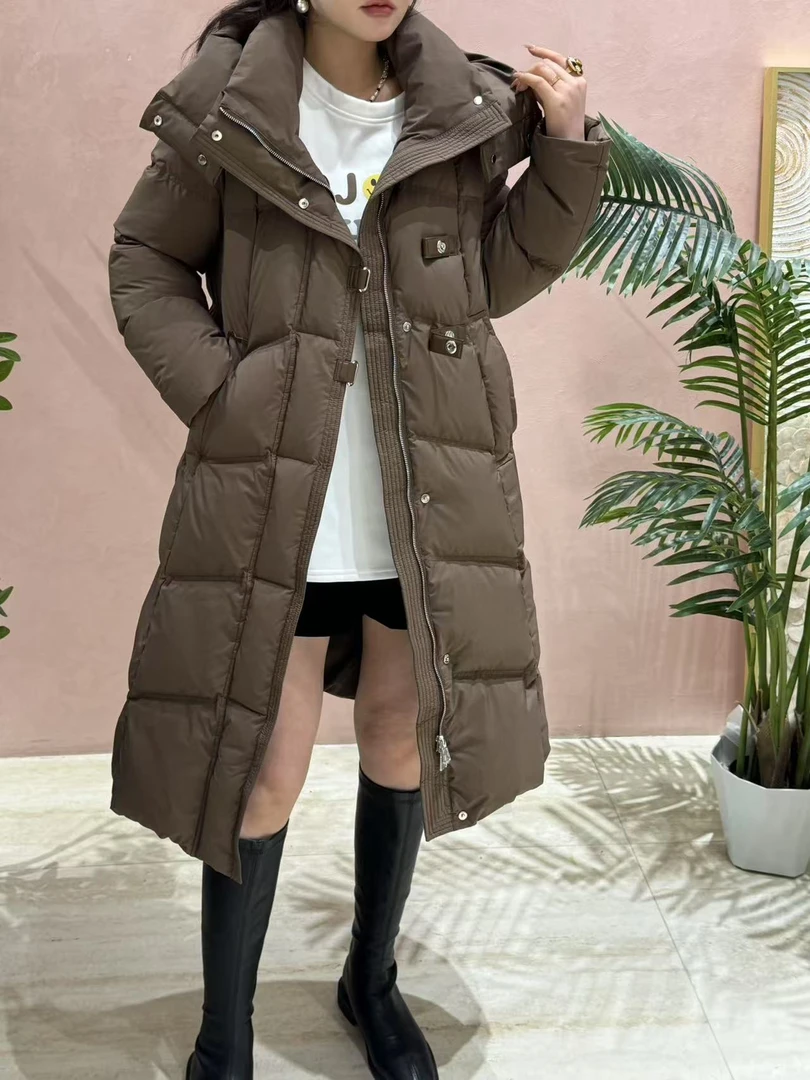 冬季新款简约连帽长款羽绒服8859