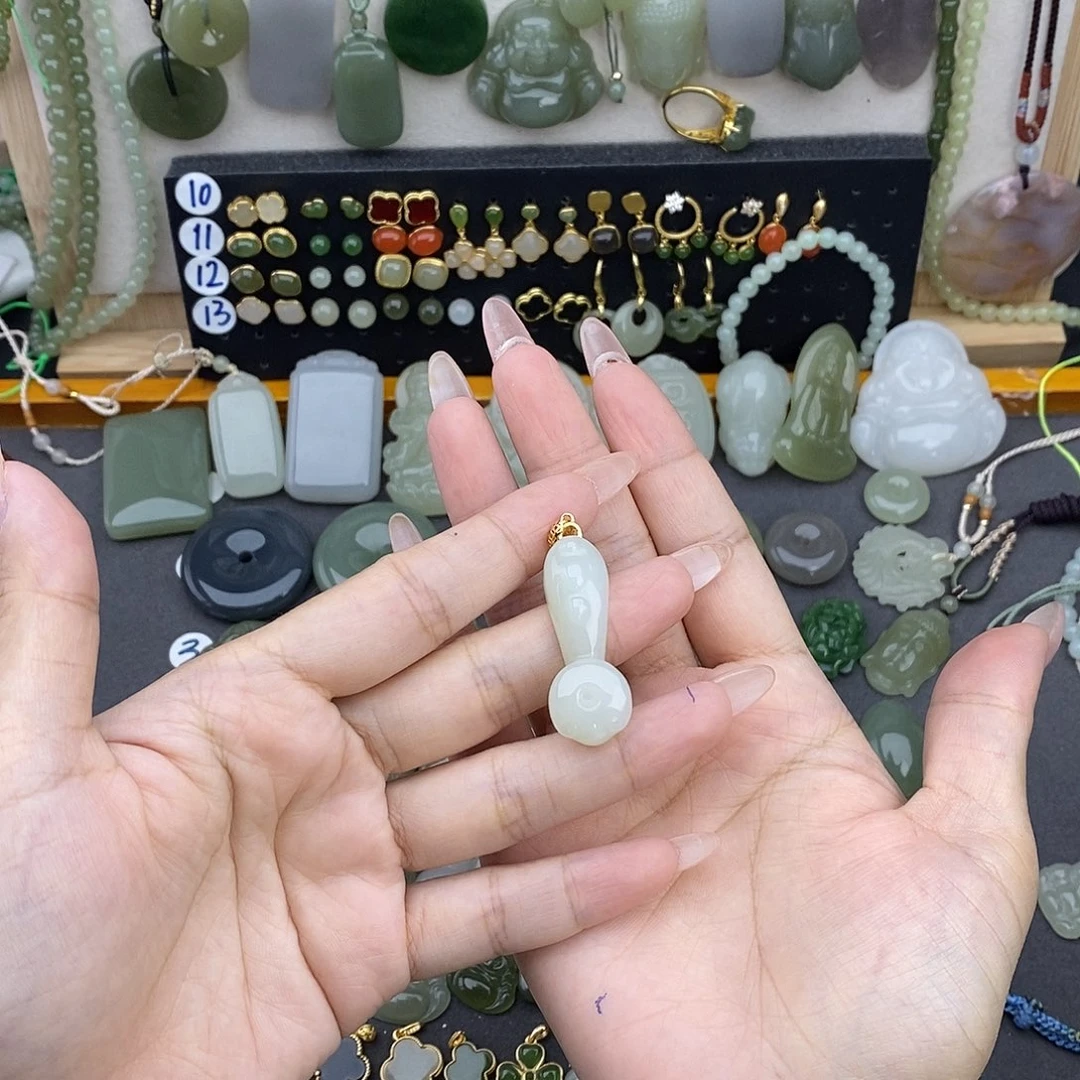 和田玉银S925镶嵌吊坠(不含链)