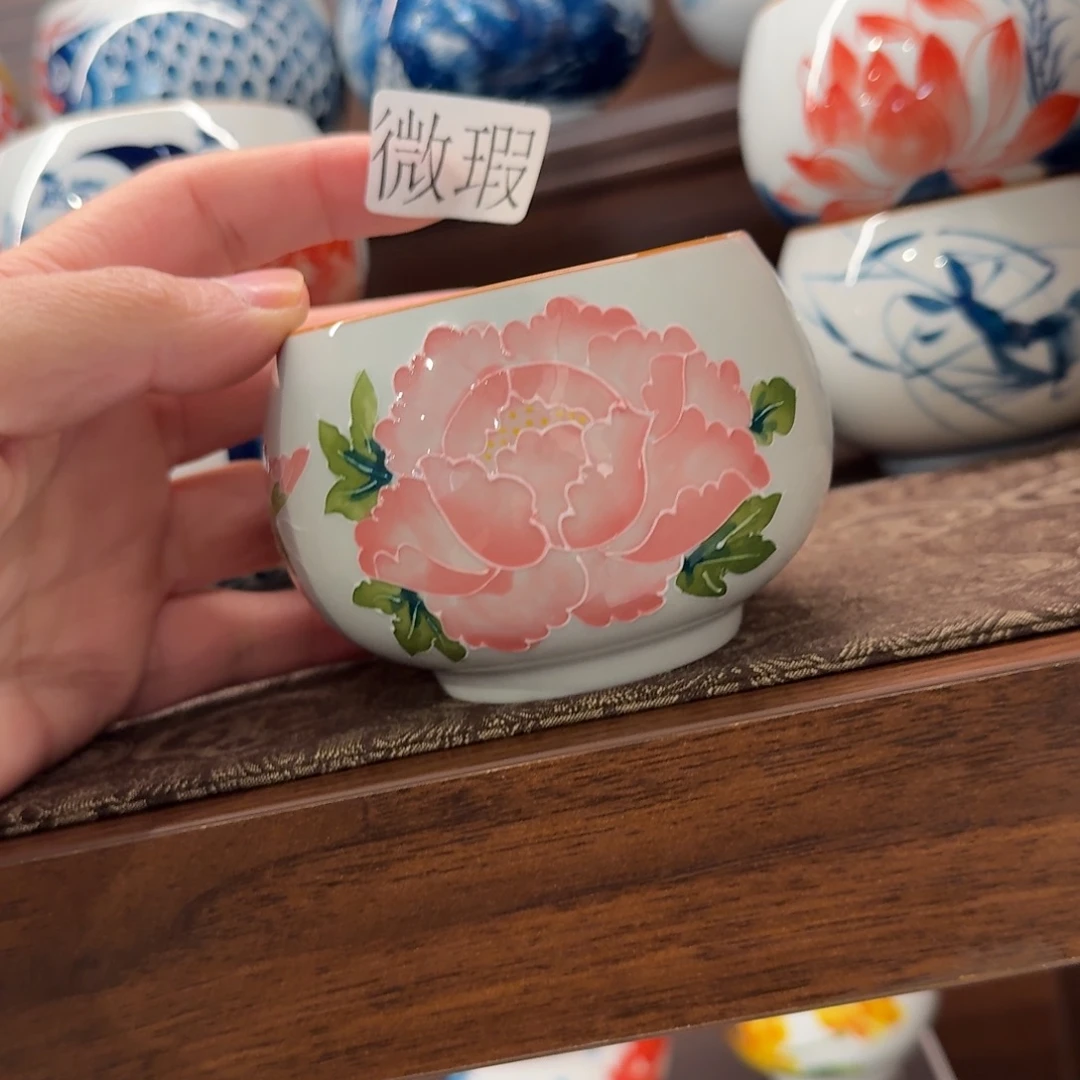 釉下手绘茶具微瑕