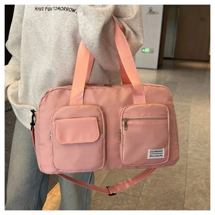拉链款斜挎款可折叠纯色旅行包轻便ins风日系