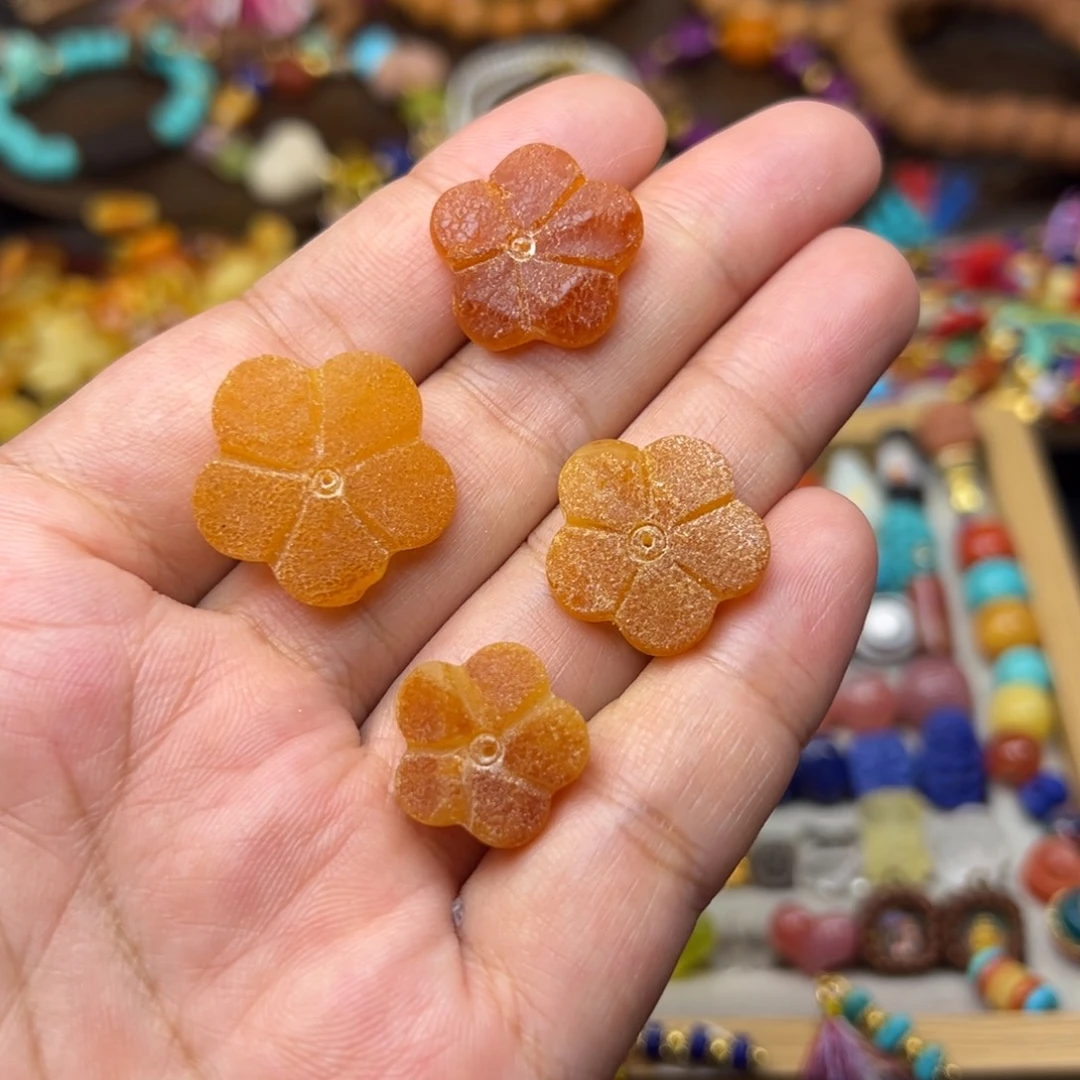 蜜蜡未镶嵌裸石花花发一个