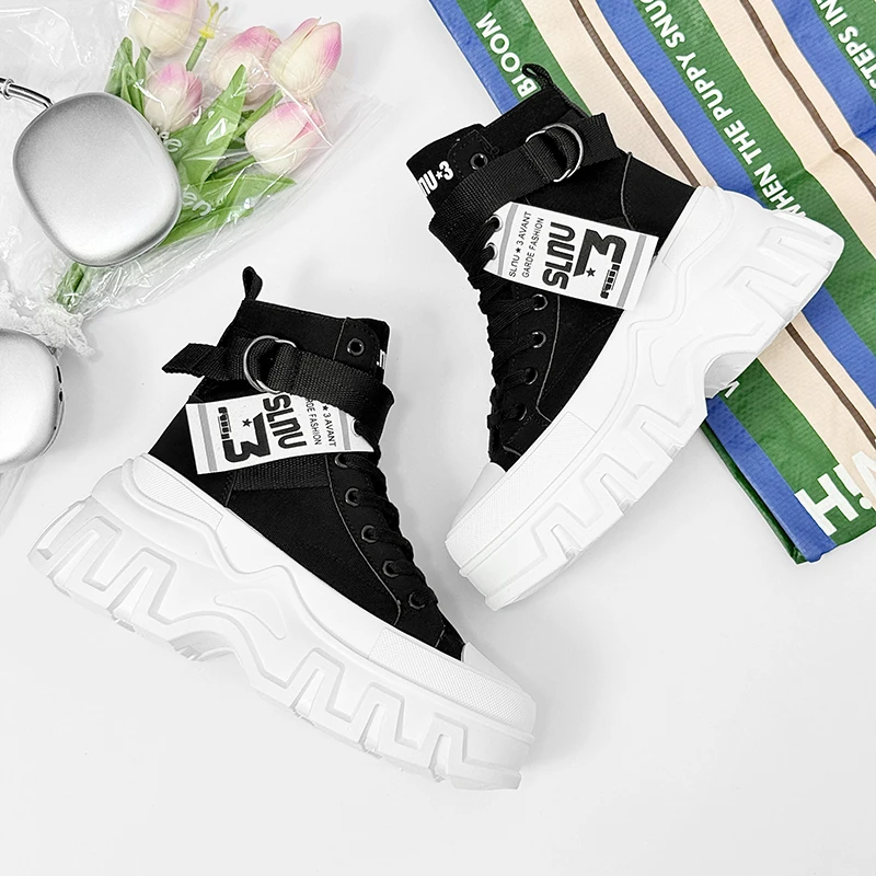 男士2025夏季新款透气高帮鞋子潮流百搭厚底增高板鞋学生休闲潮鞋