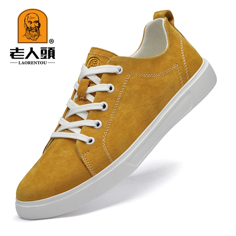 老人头男鞋秋季鞋子男款爆款2025新款时尚休闲板鞋增高真皮软底潮