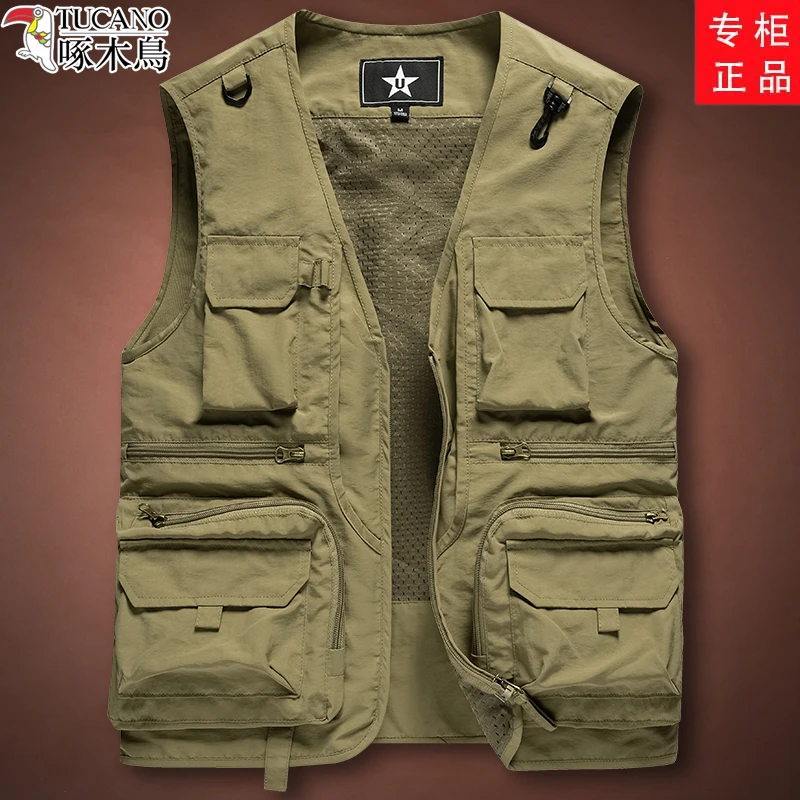 TUCANO/啄木鳥男士工装多口袋马甲夏季薄款钓鱼摄影马夹速干背心