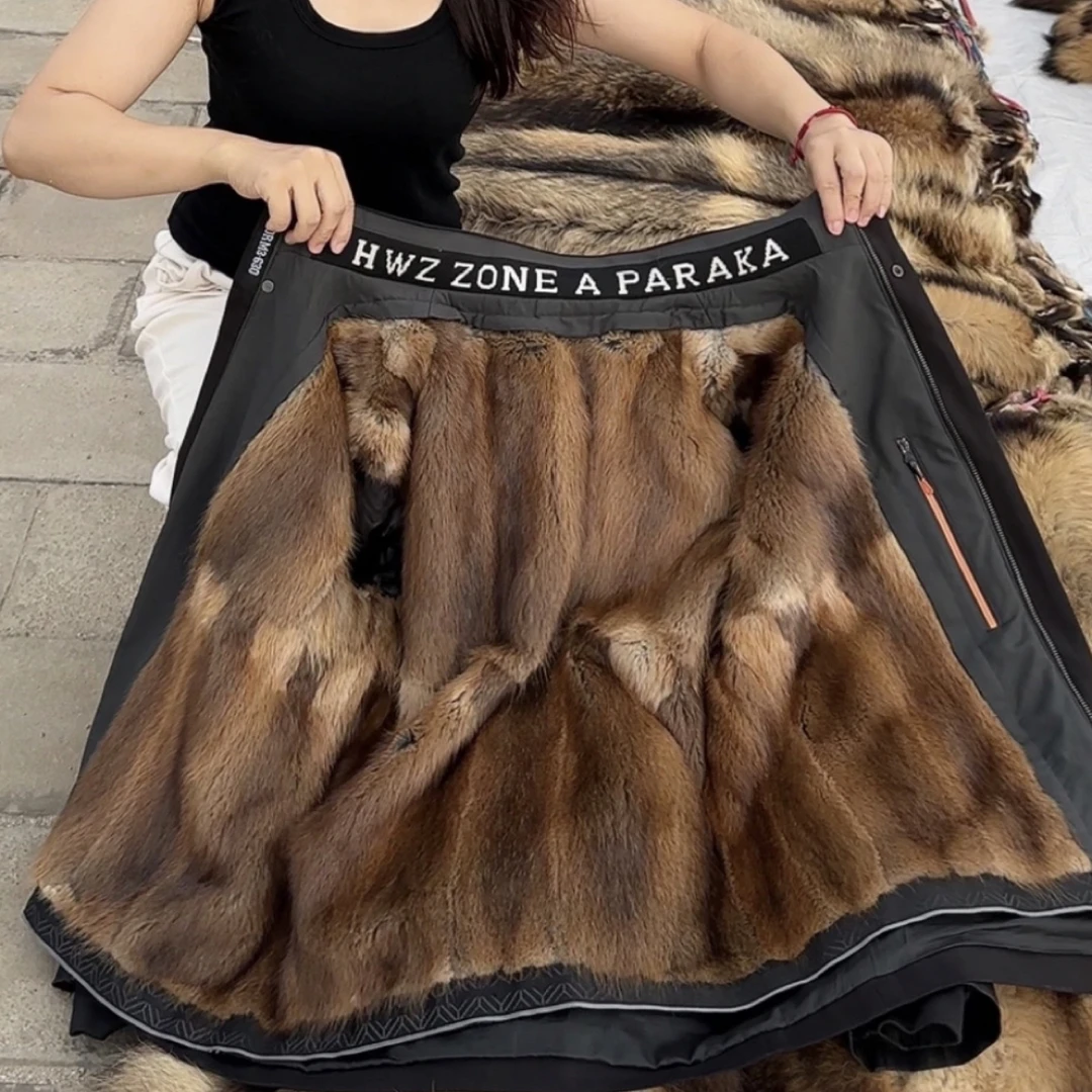 【抗寒保暖】雷加厚真皮真毛派克服男外套皮毛一体反季短款连帽大衣