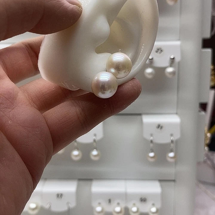 耳饰银S925镶嵌淡水珍珠