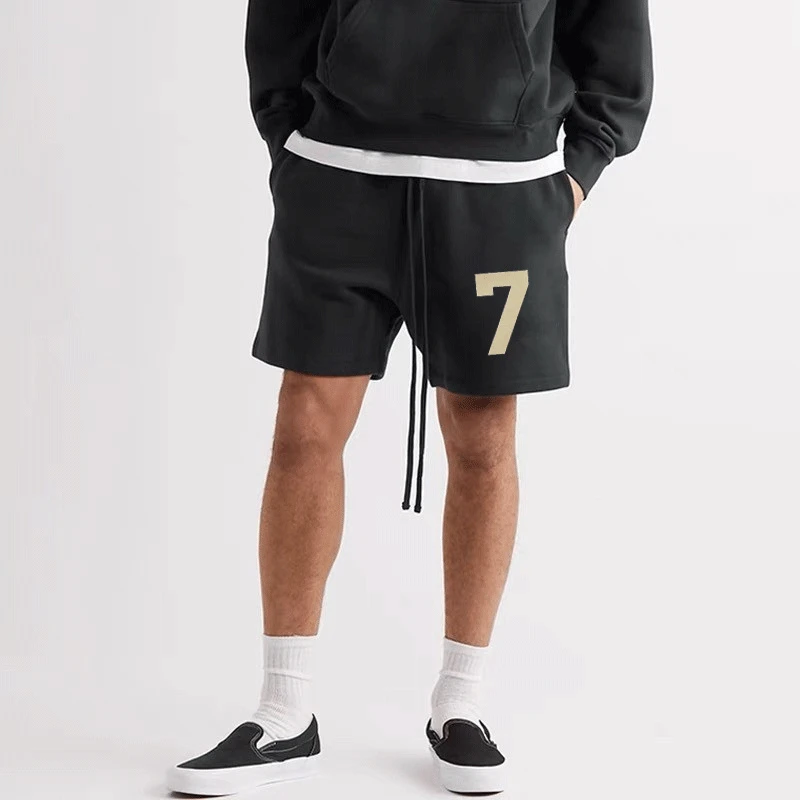 植绒ESS第七季7潮牌男女宽松短裤夏季美式五分裤运动重磅情侣新款