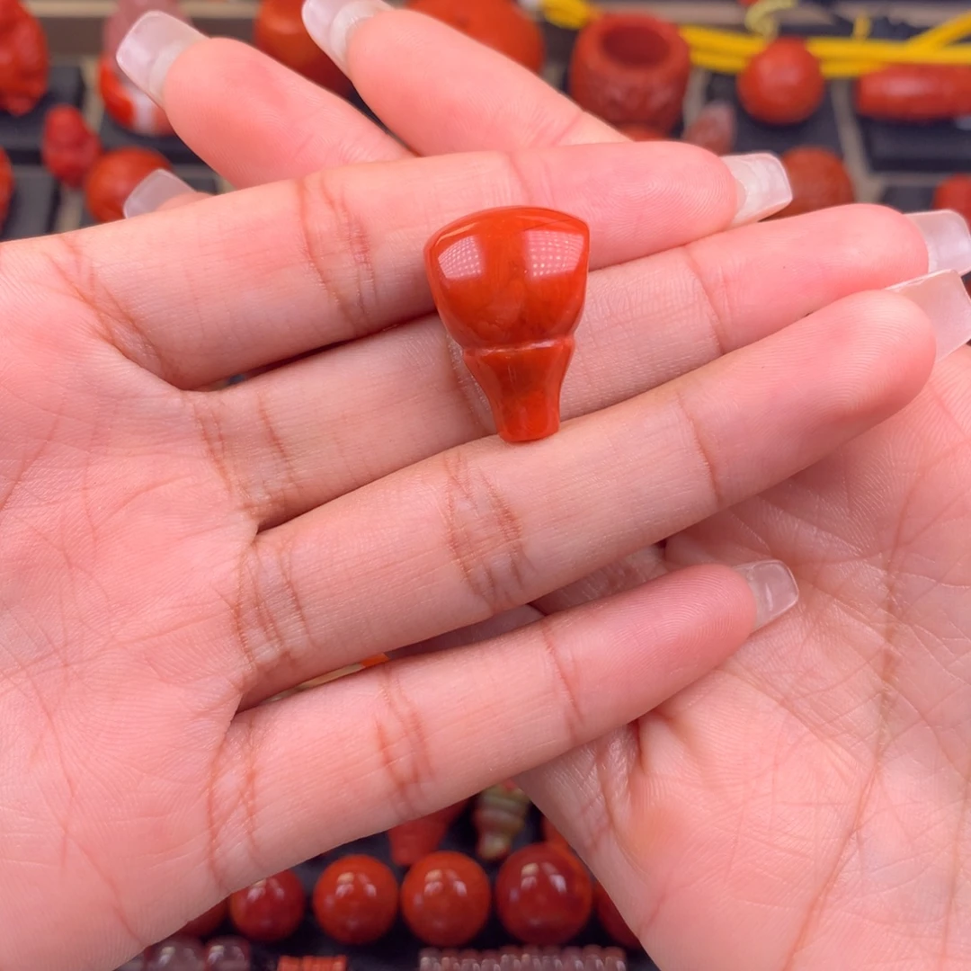 宇***铁南红玛瑙未镶嵌柿子火焰三通16+