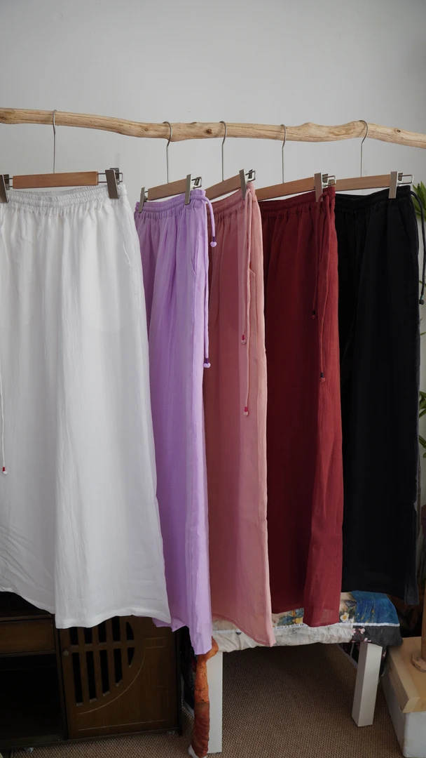 苎麻宽松阔腿裤长裤百搭多色