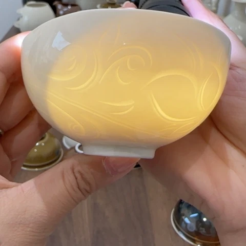 瑕疵手工莲花主人杯不带礼盒失圆