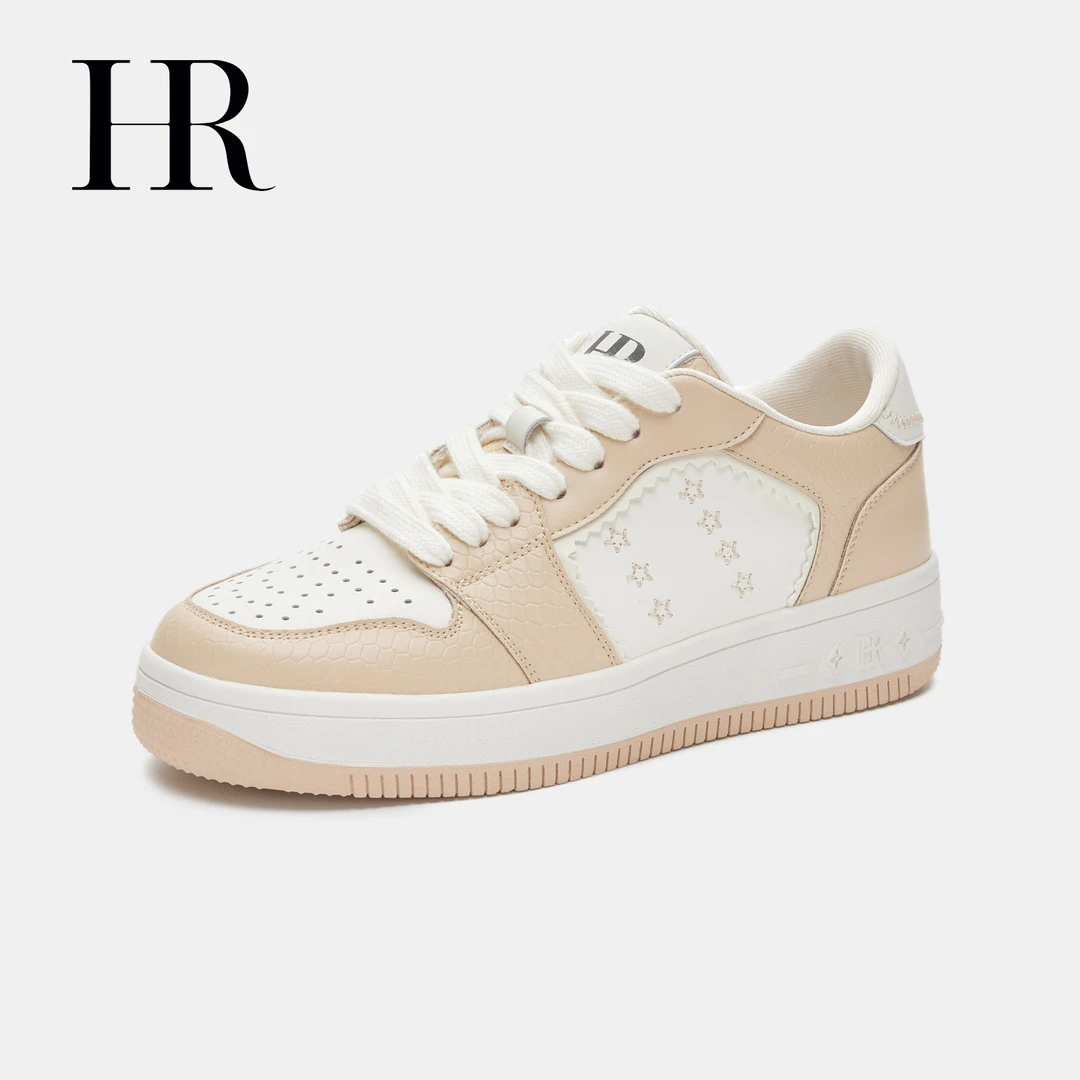 HR/赫莲娜厚底板鞋女2025春季新款爆单真皮百搭休闲鞋运动小白鞋