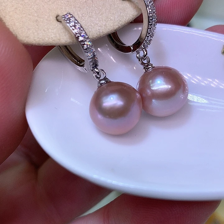 银S925镶嵌耳饰淡水珍珠