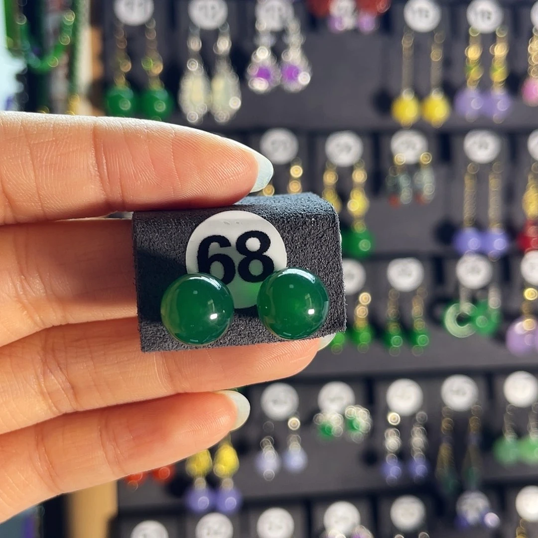 翡翠银S925镶嵌耳饰68