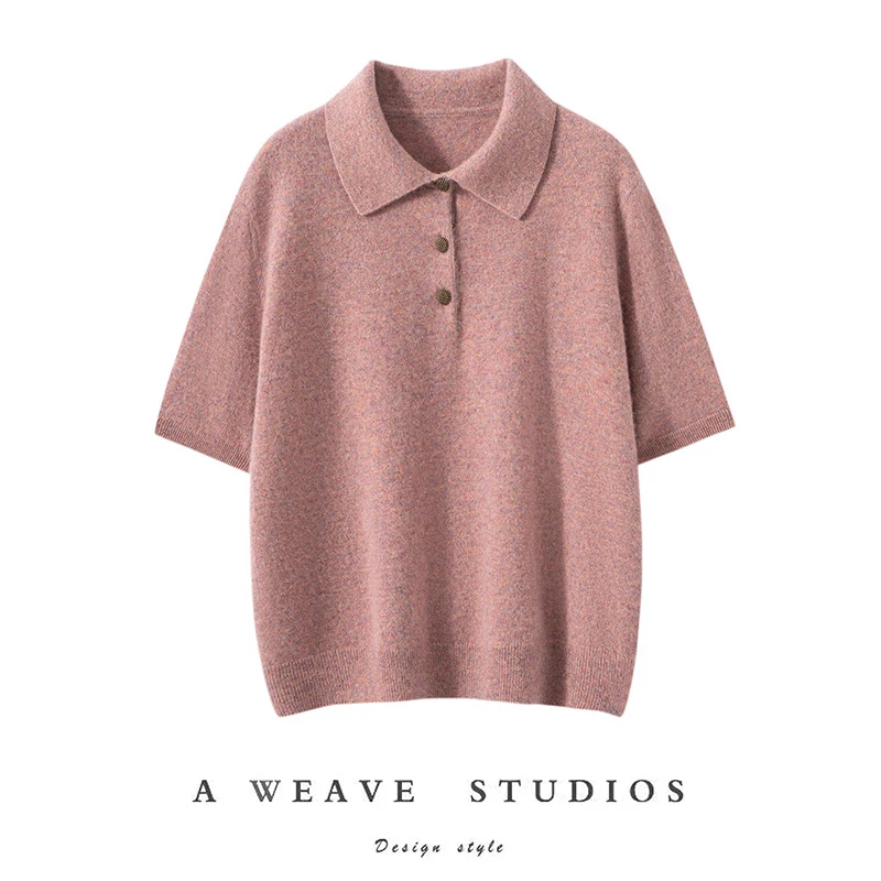 气质lOO%纯山羊绒衫POLO翻领短袖羊绒衫TY260726