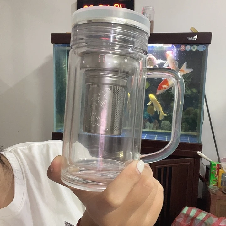 水晶玻璃茶水分离款高山流水办公杯