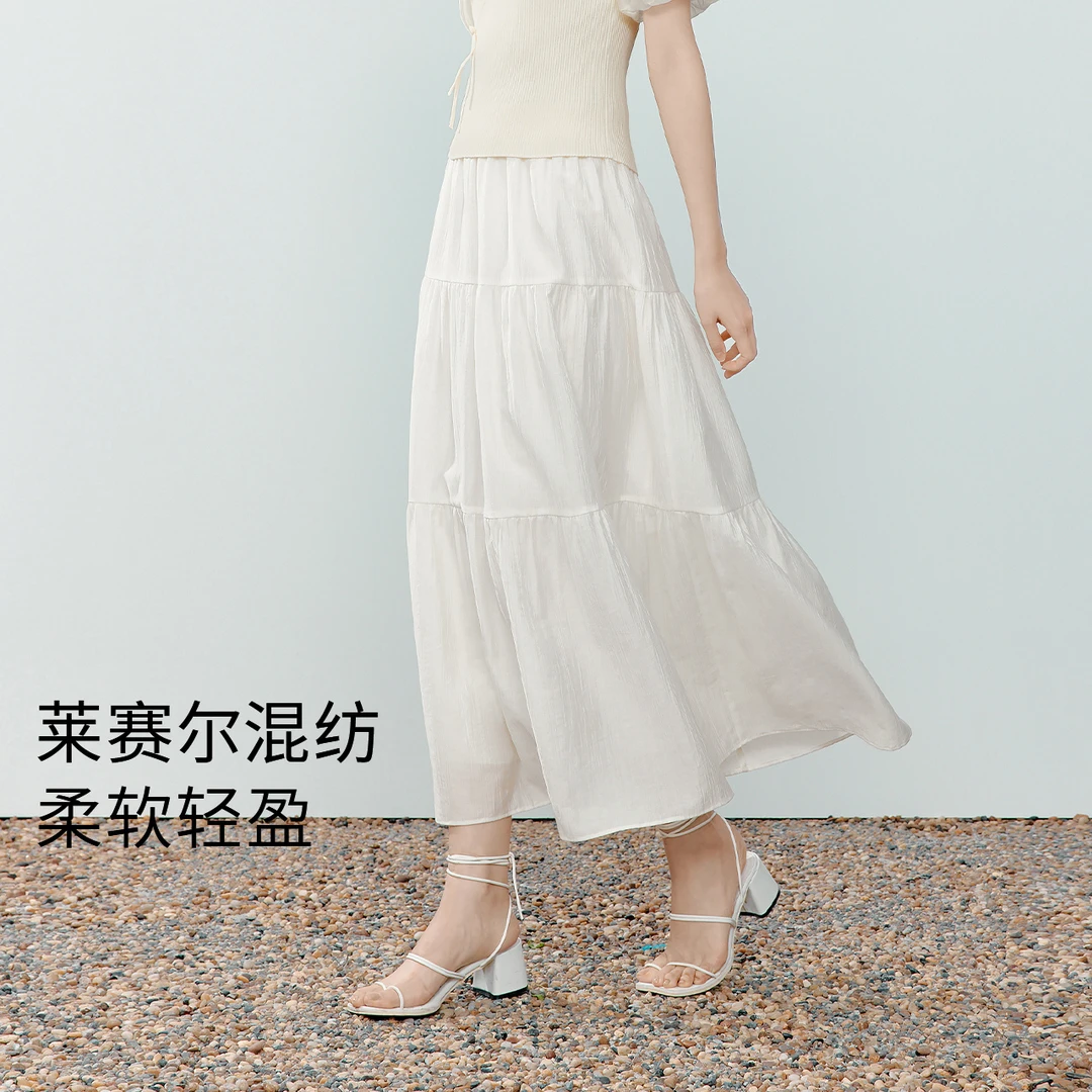 伊芙丽莱赛尔优雅出游半身裙女装25夏季度假显瘦蛋糕裙1F5941891