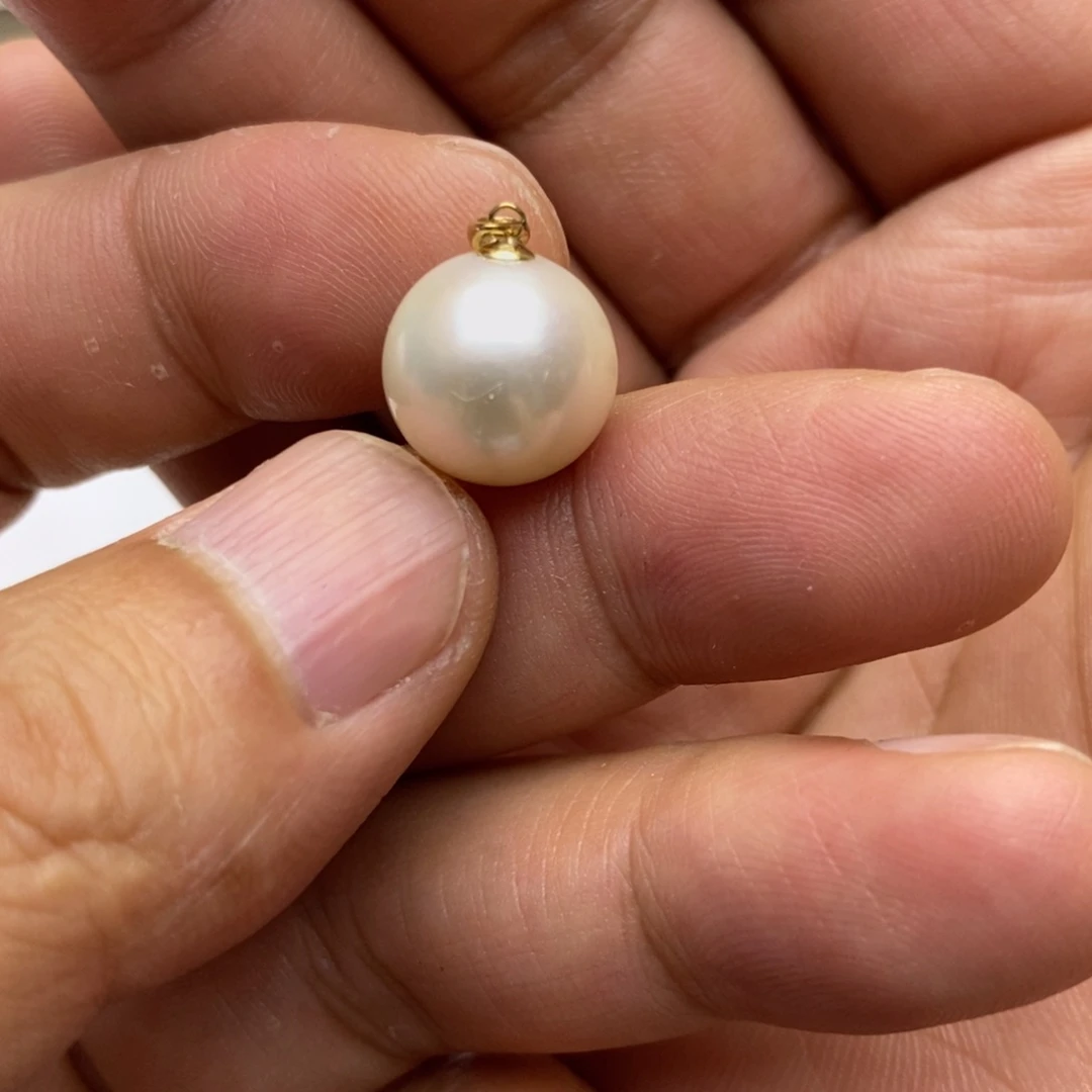 淡水珍珠吊坠(不含链)18K金镶嵌12-13mm珍珠吊坠