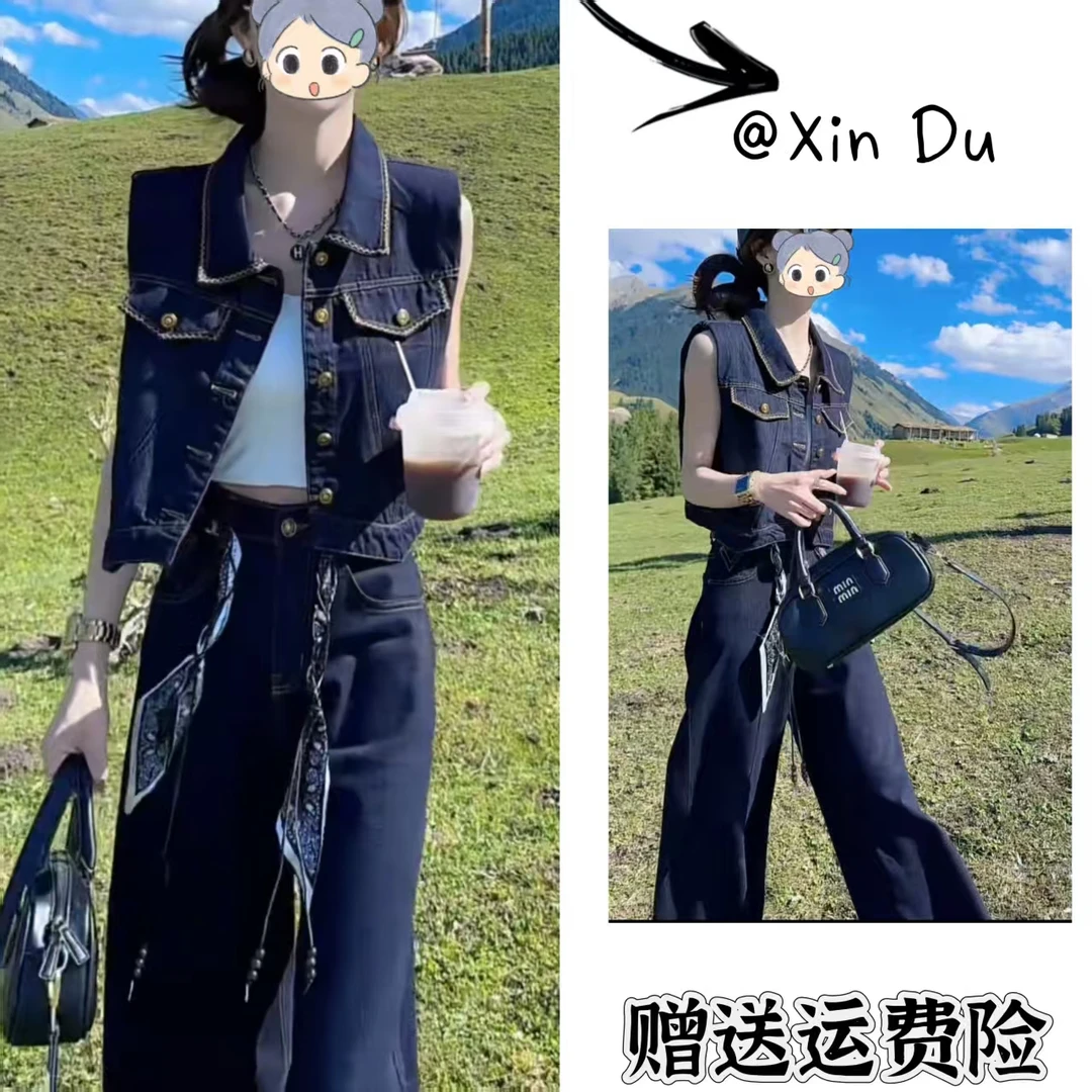 2025秋季新款时尚显瘦气质女士网红洋气两件套百搭款D22332