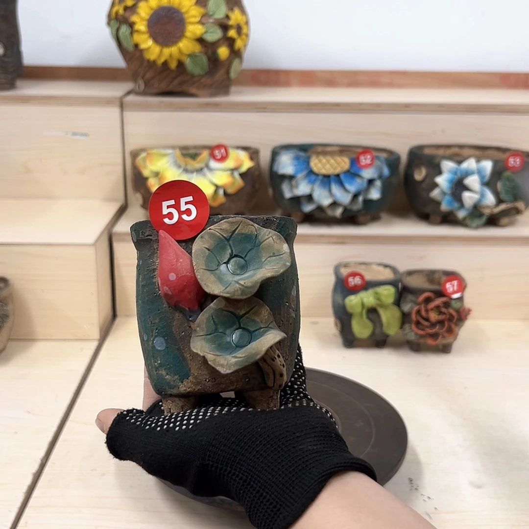 紫砂花盆55号内口7.5×7外高10