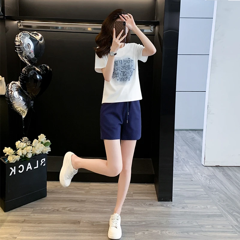2025年时尚韩版新款夏季短裤套装女高级感洋气减龄运动服两件套装