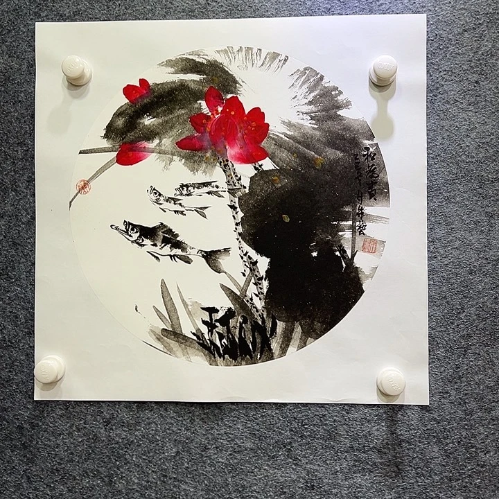 国画知鱼之乐纯手绘