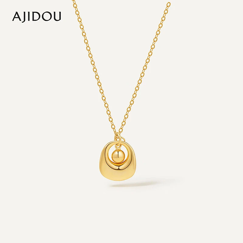 坠链均925银 AJIDOU阿吉豆925银钱袋子新年金色项链