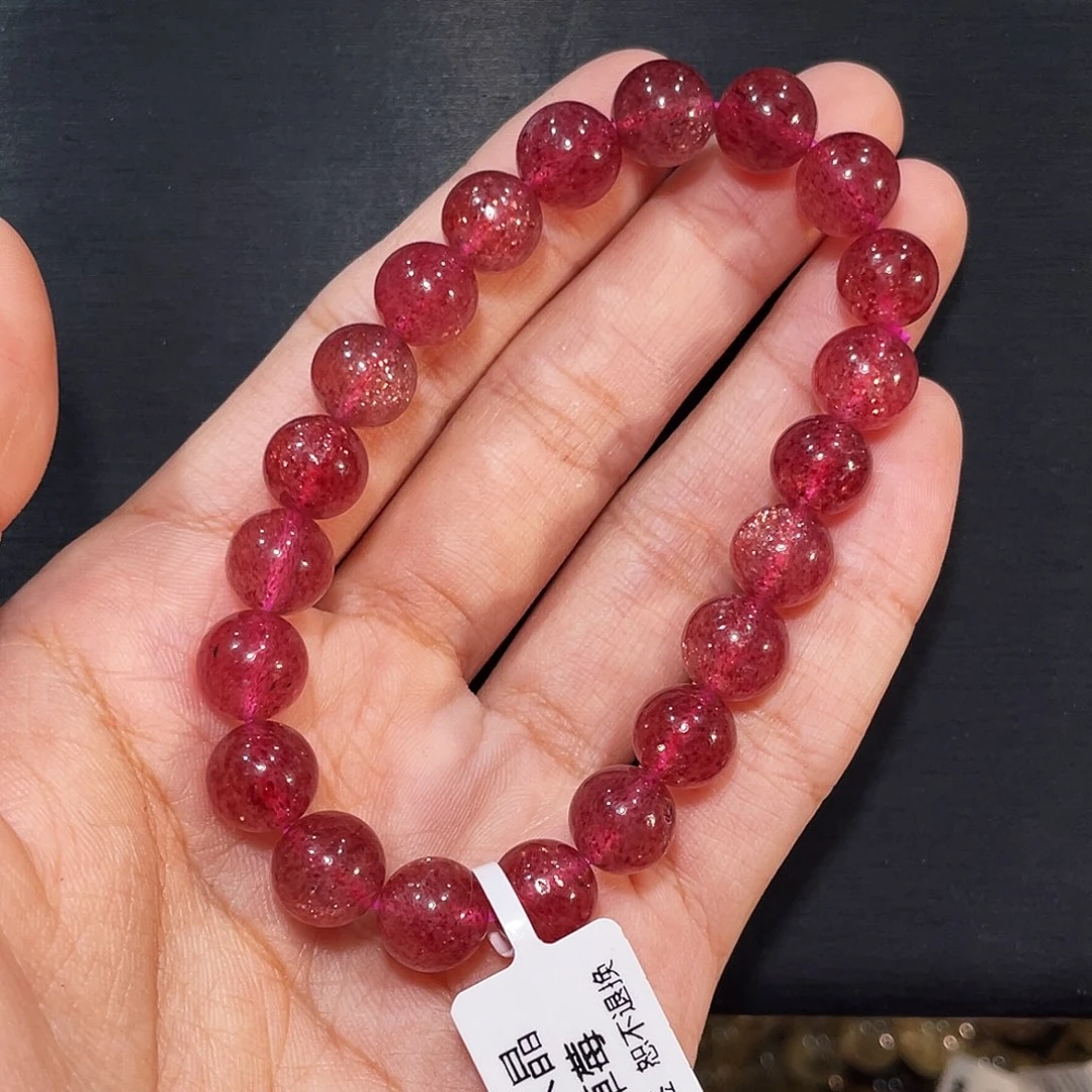 未镶嵌水晶手链鸽血红草莓晶9mm