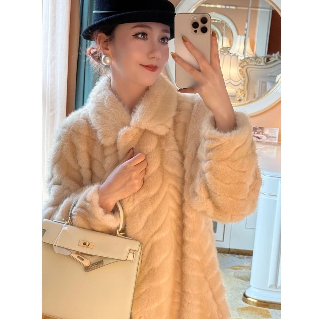 【胡子小妞】秋冬百搭保暖仿貂绒长款外套251207