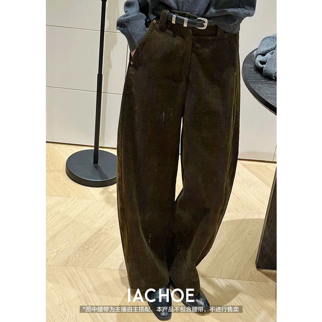 IACHOE灯芯绒阔腿休闲裤3571518005