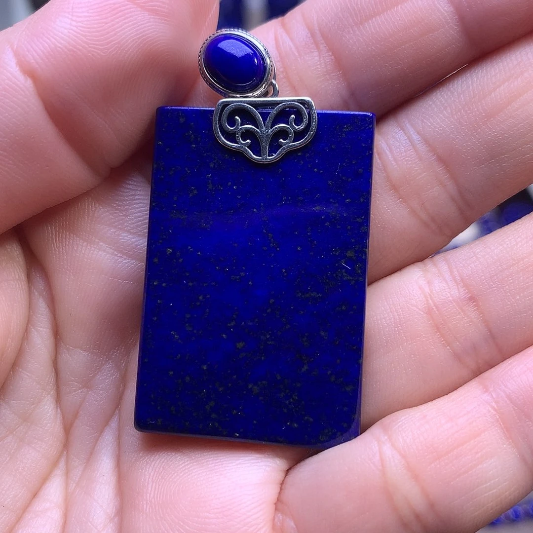 青金石银S925镶嵌吊坠52.8m