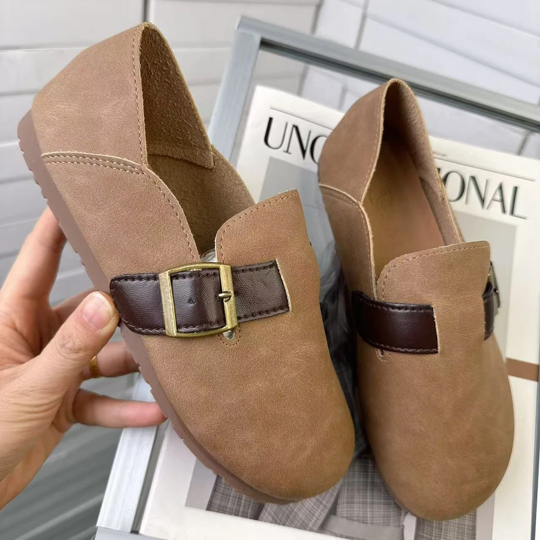 D08休闲单鞋一脚蹬女款舒适百搭时尚女士软底妈妈鞋浅口低跟