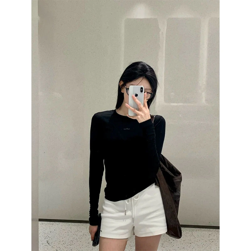 新款夏季韩系百搭气质薄款防晒打底上衣显瘦阔腿休闲短裤两件套女