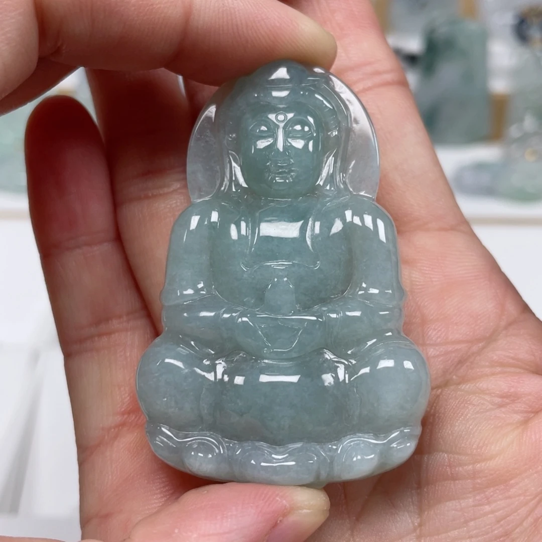 翡翠颈饰未镶嵌天然翡翠A货观音121号