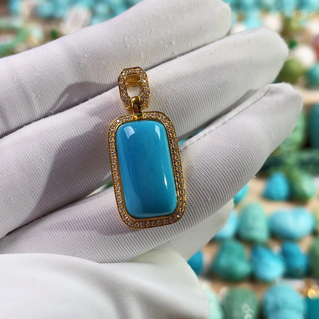 绿松石18K金镶嵌珠宝奇石