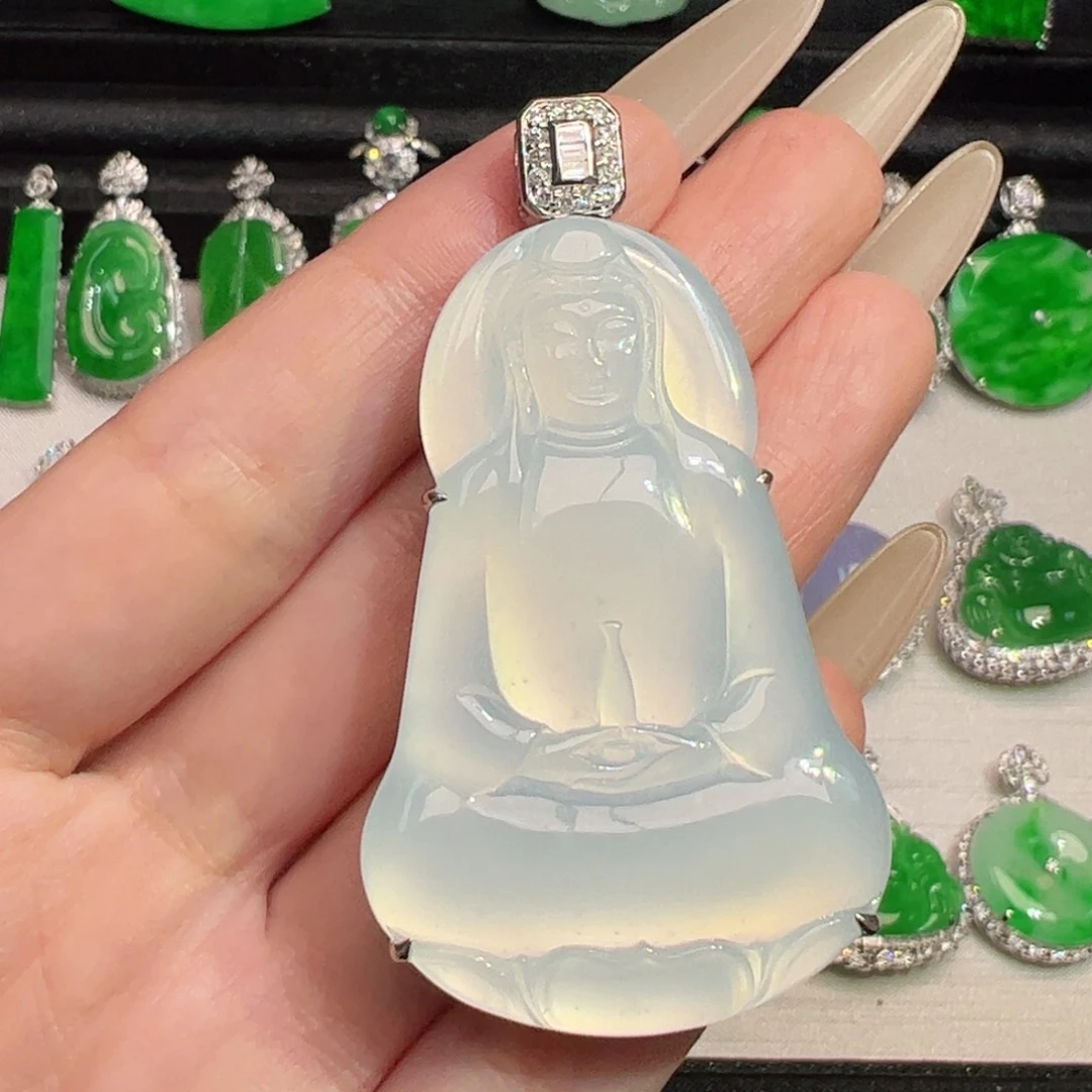 吊坠(不含链)18K金镶嵌翡翠