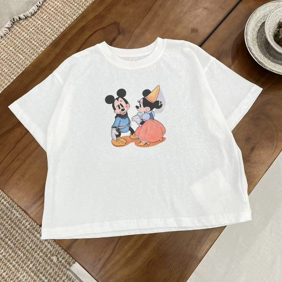 【姐姐家】25夏款儿童萌娃穿搭白色米奇印花短袖T恤mu1066