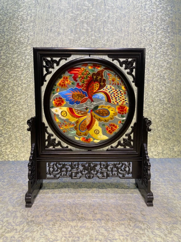 苏绣双面绣摆件蝴蝶尺寸35-30公分左右