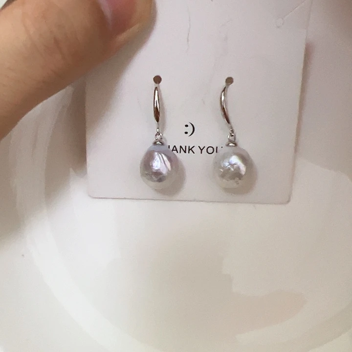 银S925镶嵌淡水珍珠耳饰