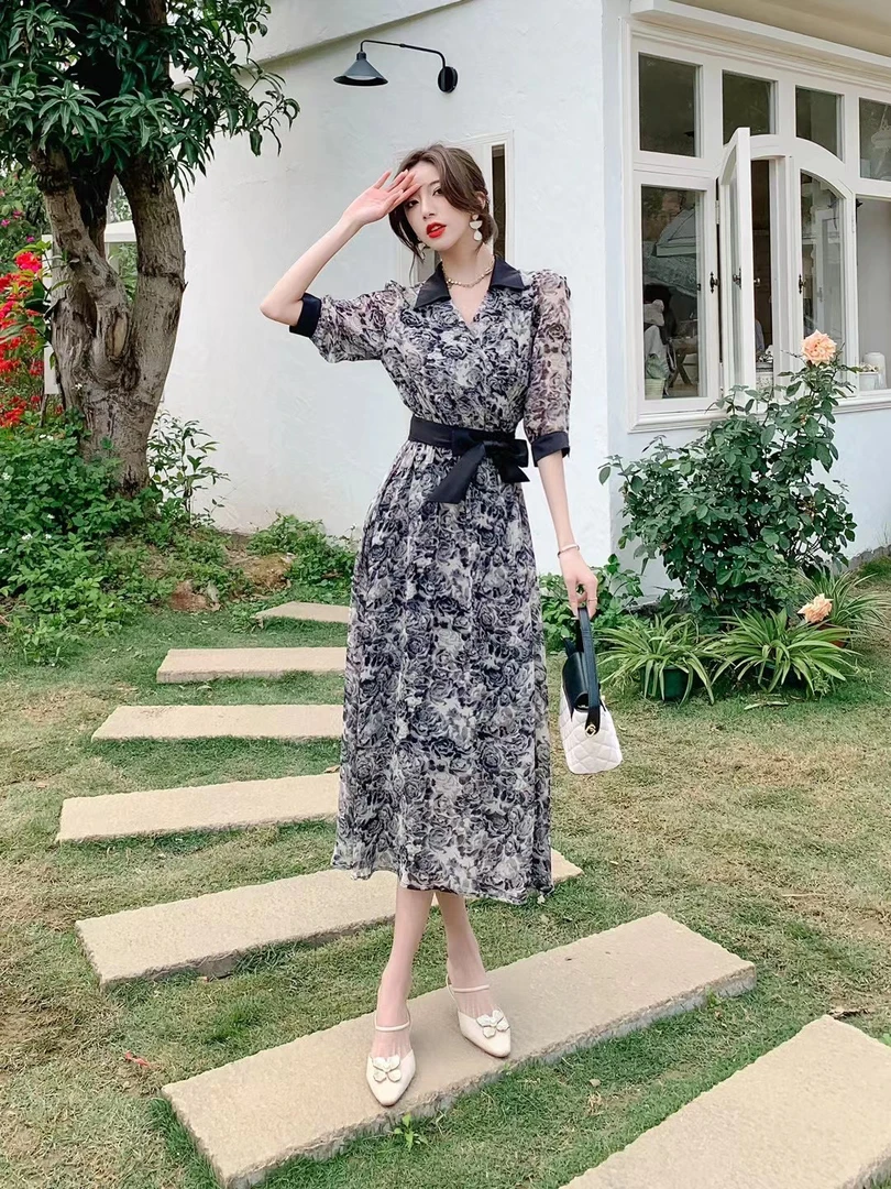 【心依阁铭品】8651气质修身高个子连衣裙腰带门店款