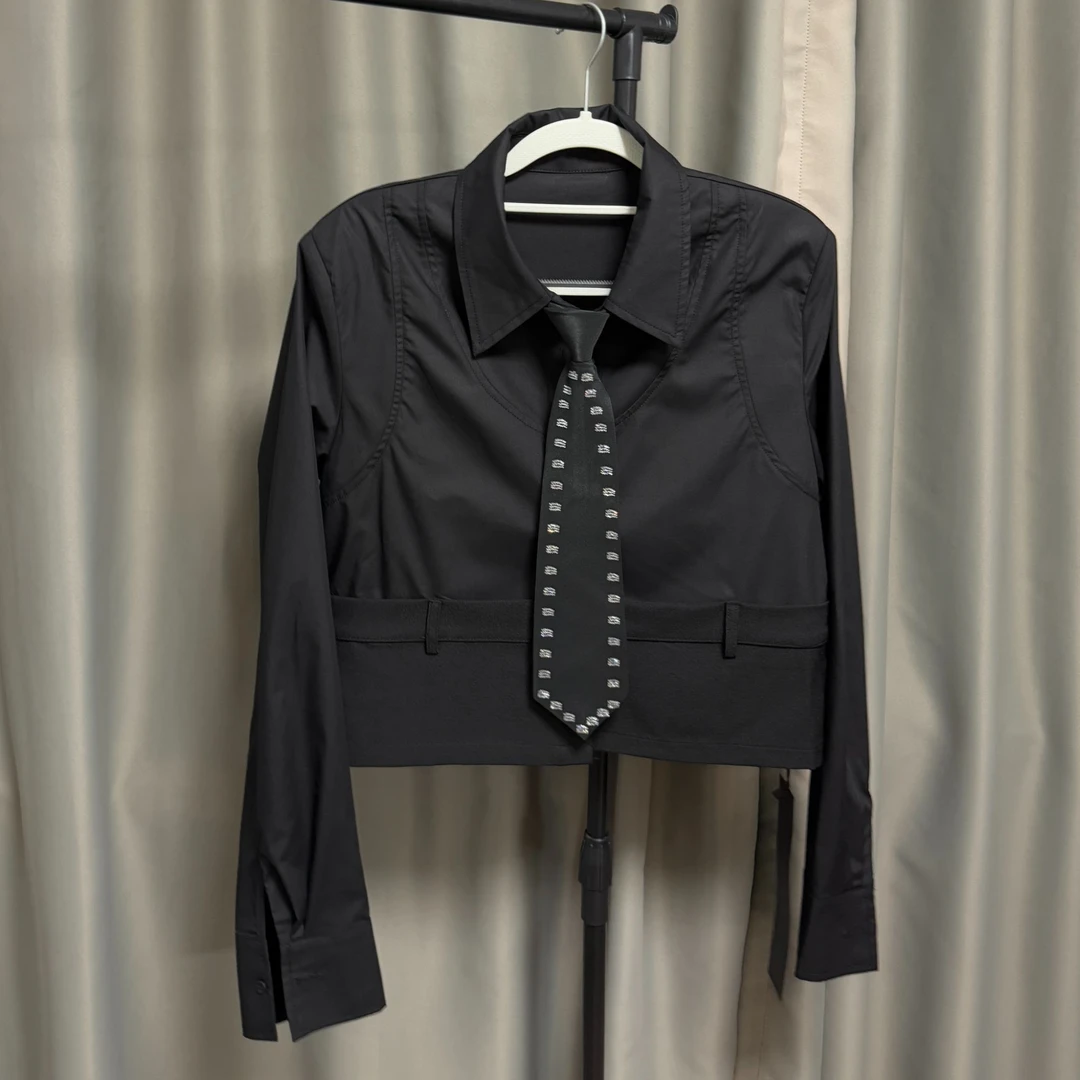 DA-J早春新款设计感结构拼接宽松衬衣显瘦