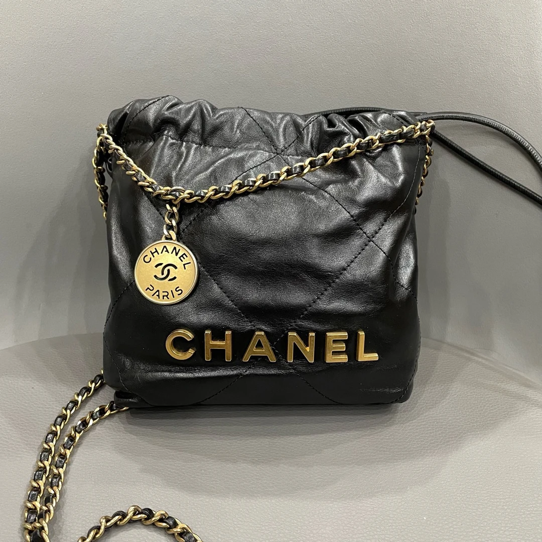 95新 Chanel/香奈儿  黑金垃圾袋22bagmini  尘袋