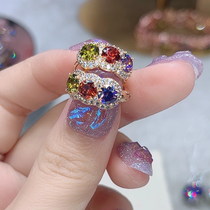 铜合金锆石耳饰 1009彩色耳扣